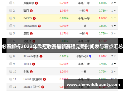 必看解析2023年欧冠联赛最新赛程完整时间表与看点汇总